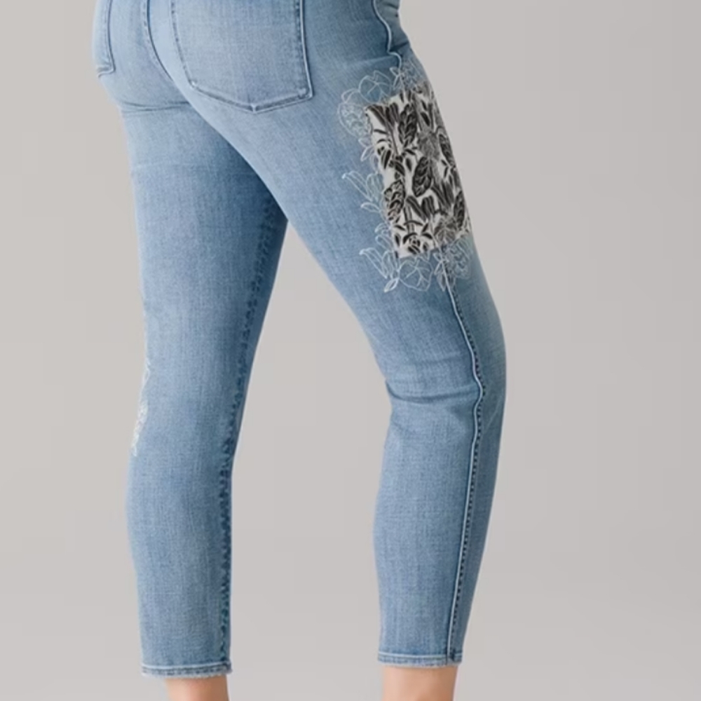 Whbm Hr Everyday Soft Medium Wash Patchwork Strai… - image 5